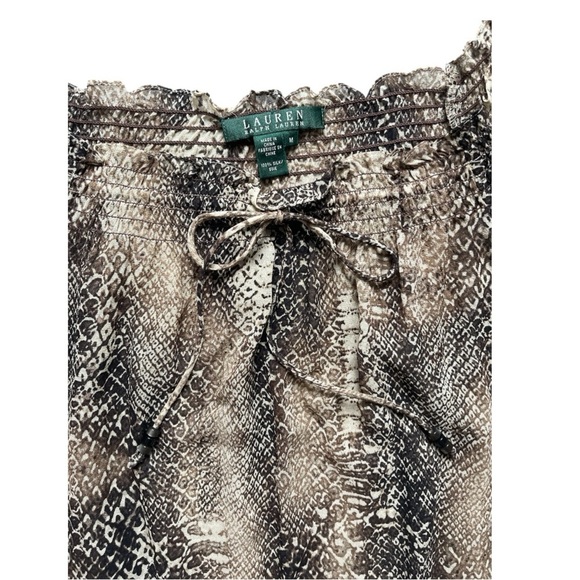 Lauren Ralph Lauren Snakeskin Print 100% Silk Blouse - Picture 2 of 3
